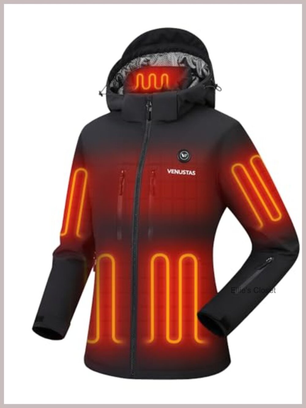 Women's Heated Softshell Jacket with Battery, 6 Heating Zones, Detachable Hood
